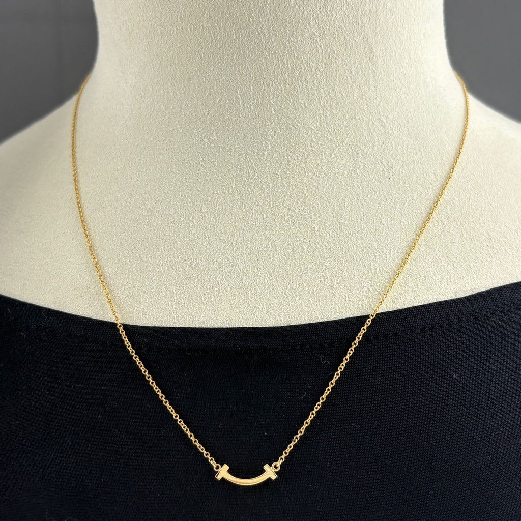Tiffany & Co T Smile Mini Necklace YG Yellow Gold Pendant — view 2