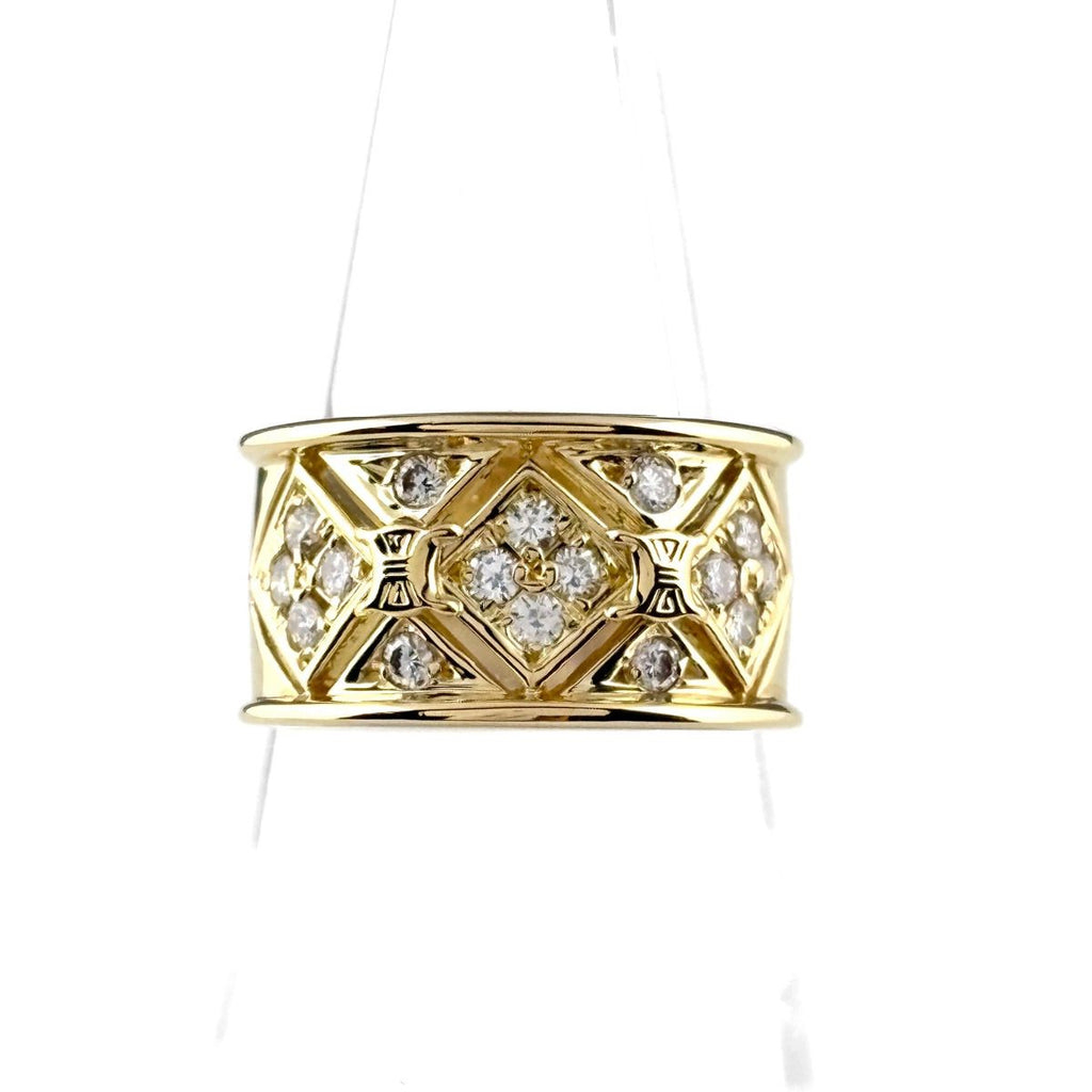 Celine Pave Diamond Ring YG Yellow Gold