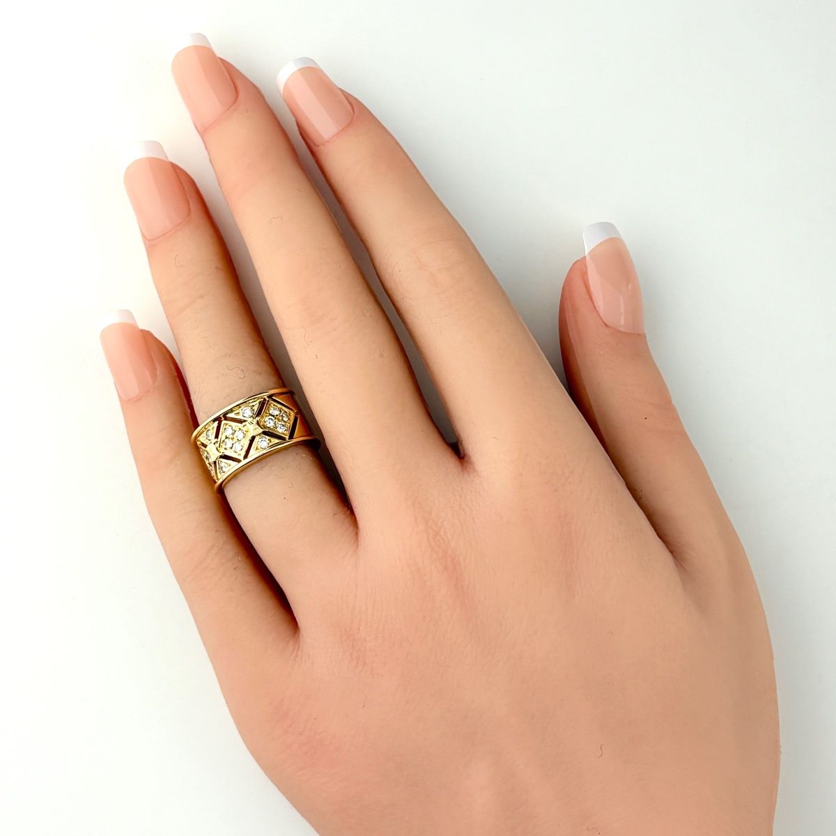Celine Pave Diamond Ring YG Yellow Gold