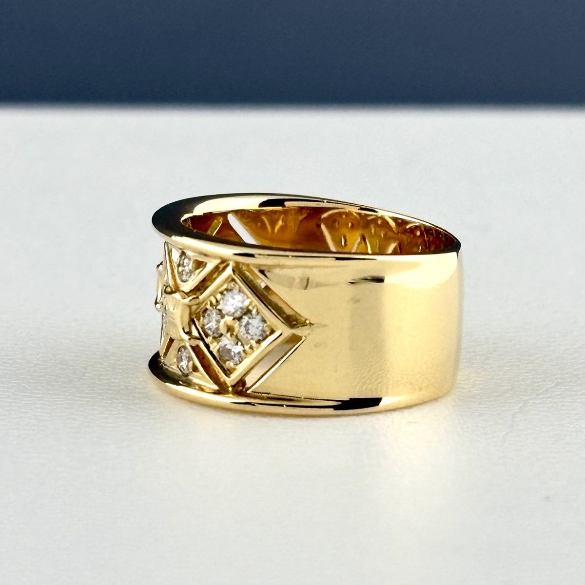 Celine Pave Diamond Ring YG Yellow Gold