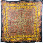 Chanel Chain Paisley Pattern Large Shawl Cashmere 48% Silk 52% Black Gold