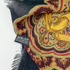 Chanel Chain Paisley Pattern Large Shawl Cashmere 48% Silk 52% Black Gold — view 8
