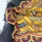 Chanel Chain Paisley Pattern Large Shawl Cashmere 48% Silk 52% Black Gold — view 7