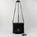Chanel Quilted CC Logo Turnlock Crossbody Shoulder Bag Leather Black Gold