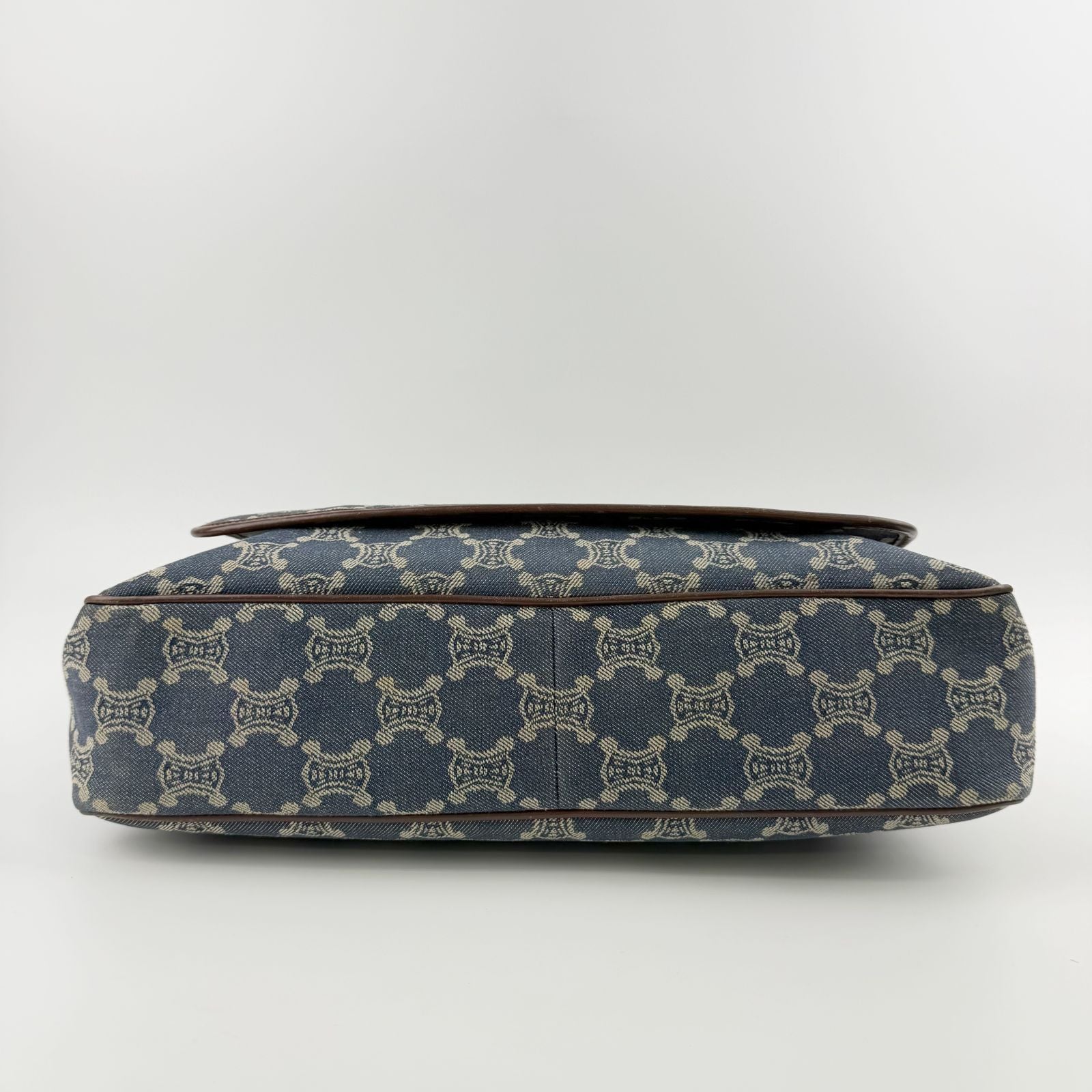 Celine Denim Macadam Pattern Shoulder Bag Blue Brown Gold Vintage — view 7