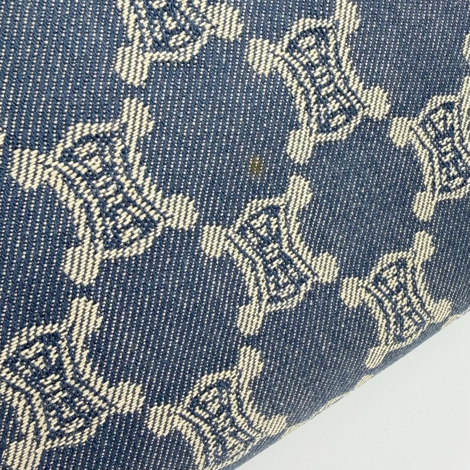 Celine Denim Macadam Pattern Shoulder Bag Blue Brown Gold Vintage — view 6