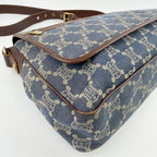 Celine Denim Macadam Pattern Shoulder Bag Blue Brown Gold Vintage — view 8