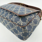 Celine Denim Macadam Pattern Shoulder Bag Blue Brown Gold Vintage — view 9