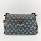 Celine Denim Macadam Pattern Shoulder Bag Blue Brown Gold Vintage — view 5