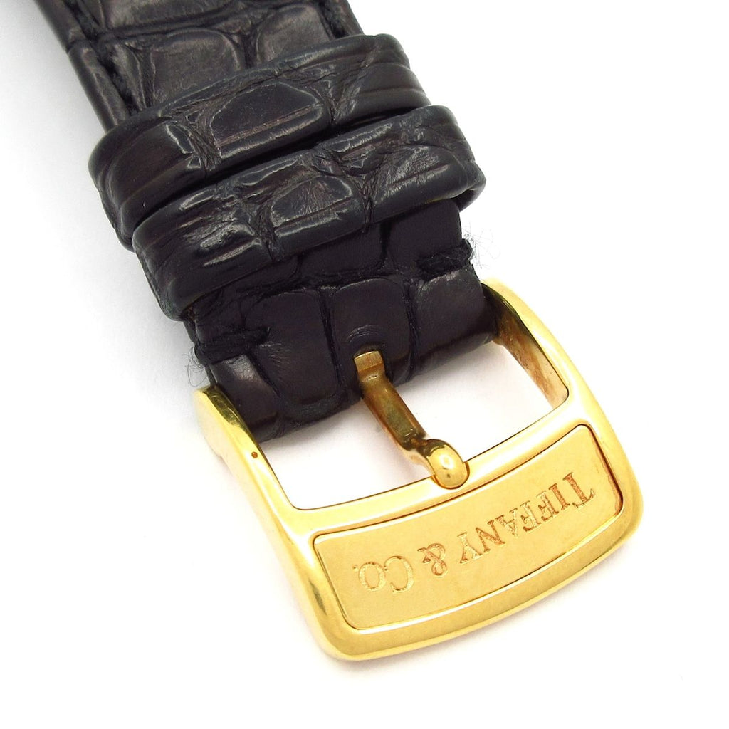 Tiffany & Co Watch Mark Round 18k Yellow Gold Leather Silver — view 6