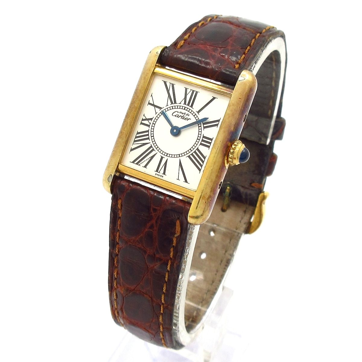 Cartier Watch Must Tank Vermeil 925 Opalan Croco Silver — view 2