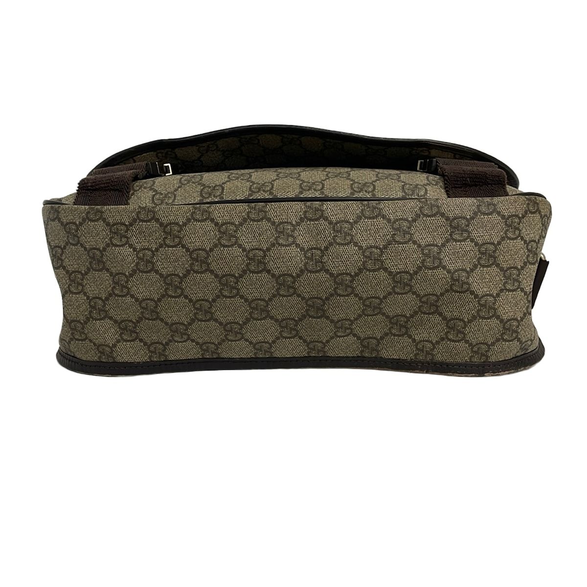 Gucci Shoulder Bag GG Plus Supreme Beige Dark Brown Leather — view 5