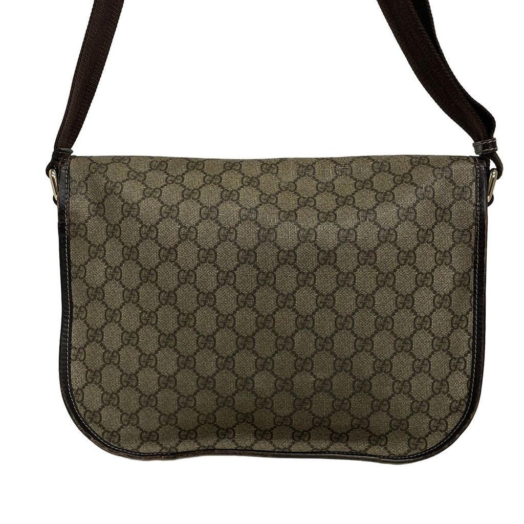 Gucci Shoulder Bag GG Plus Supreme Beige Dark Brown Leather — view 3