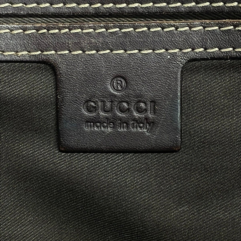 Gucci Shoulder Bag GG Plus Supreme Beige Dark Brown Leather — view 8