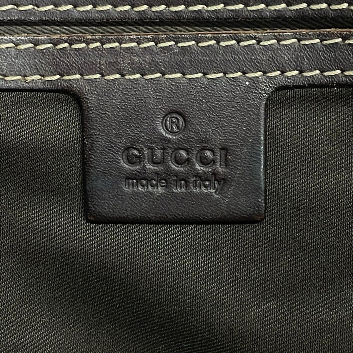 Gucci Shoulder Bag GG Plus Supreme Beige Dark Brown Leather — view 8