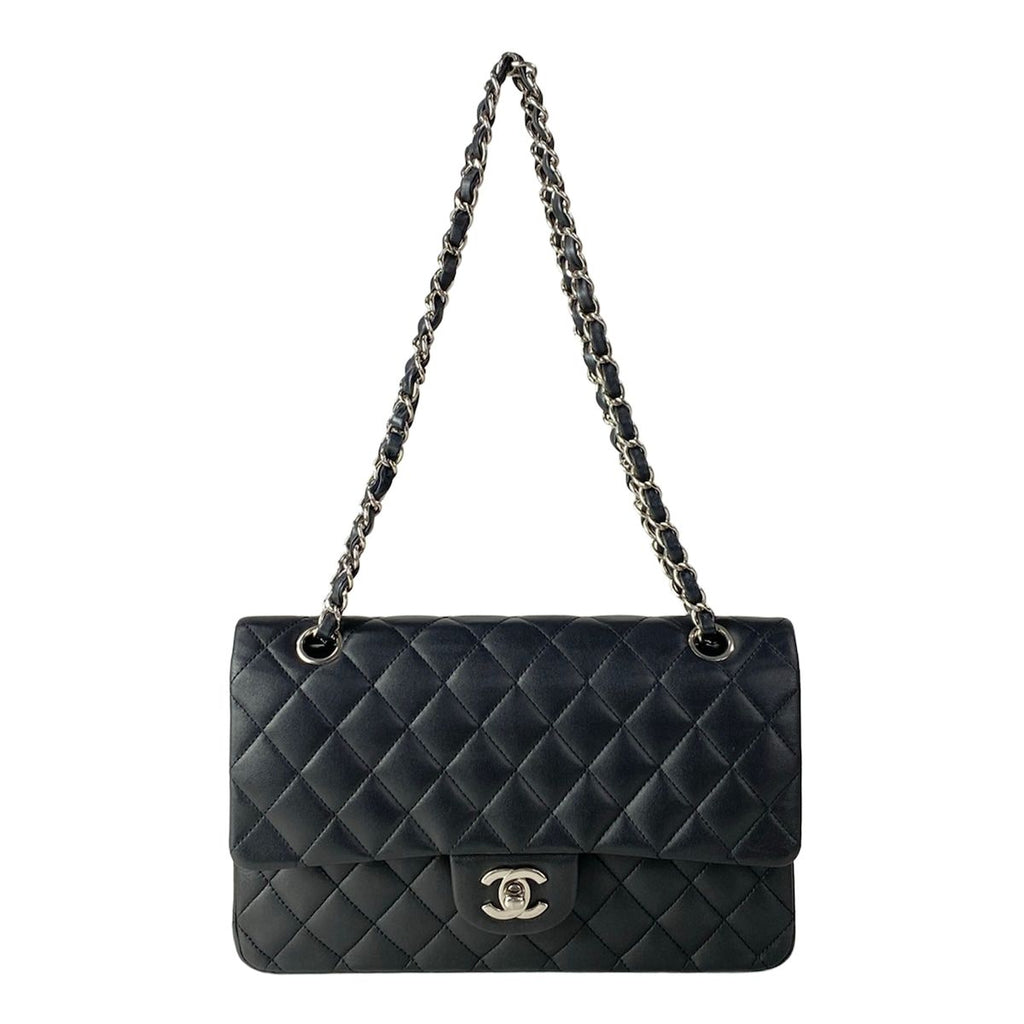 Chanel Shoulder Bag Double Flap Quilted Black Gold Chain Lambskin