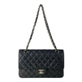 Chanel Shoulder Bag Double Flap Quilted Black Gold Chain Lambskin