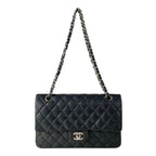Chanel Shoulder Bag Double Flap Quilted Black Gold Chain Lambskin