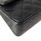 Chanel Shoulder Bag Double Flap Quilted Black Gold Chain Lambskin — view 6