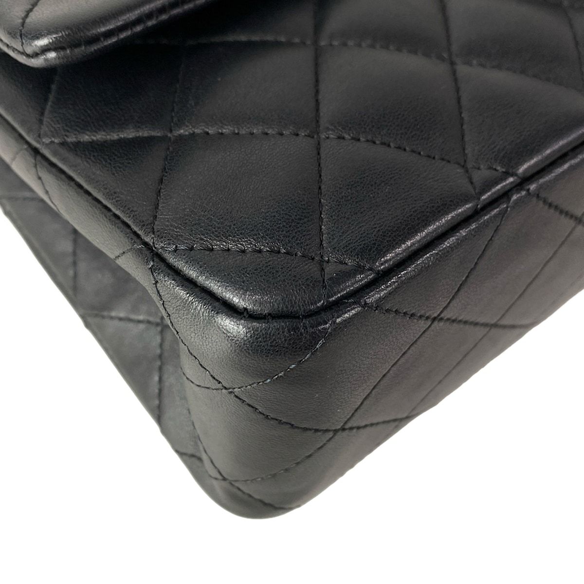 Chanel Shoulder Bag Double Flap Quilted Black Gold Chain Lambskin — view 6