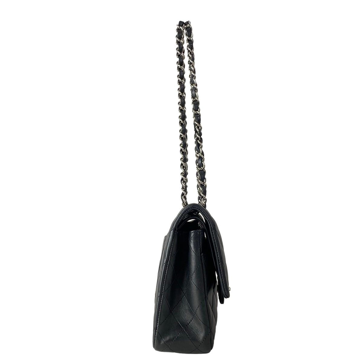 Chanel Shoulder Bag Double Flap Quilted Black Gold Chain Lambskin — view 2