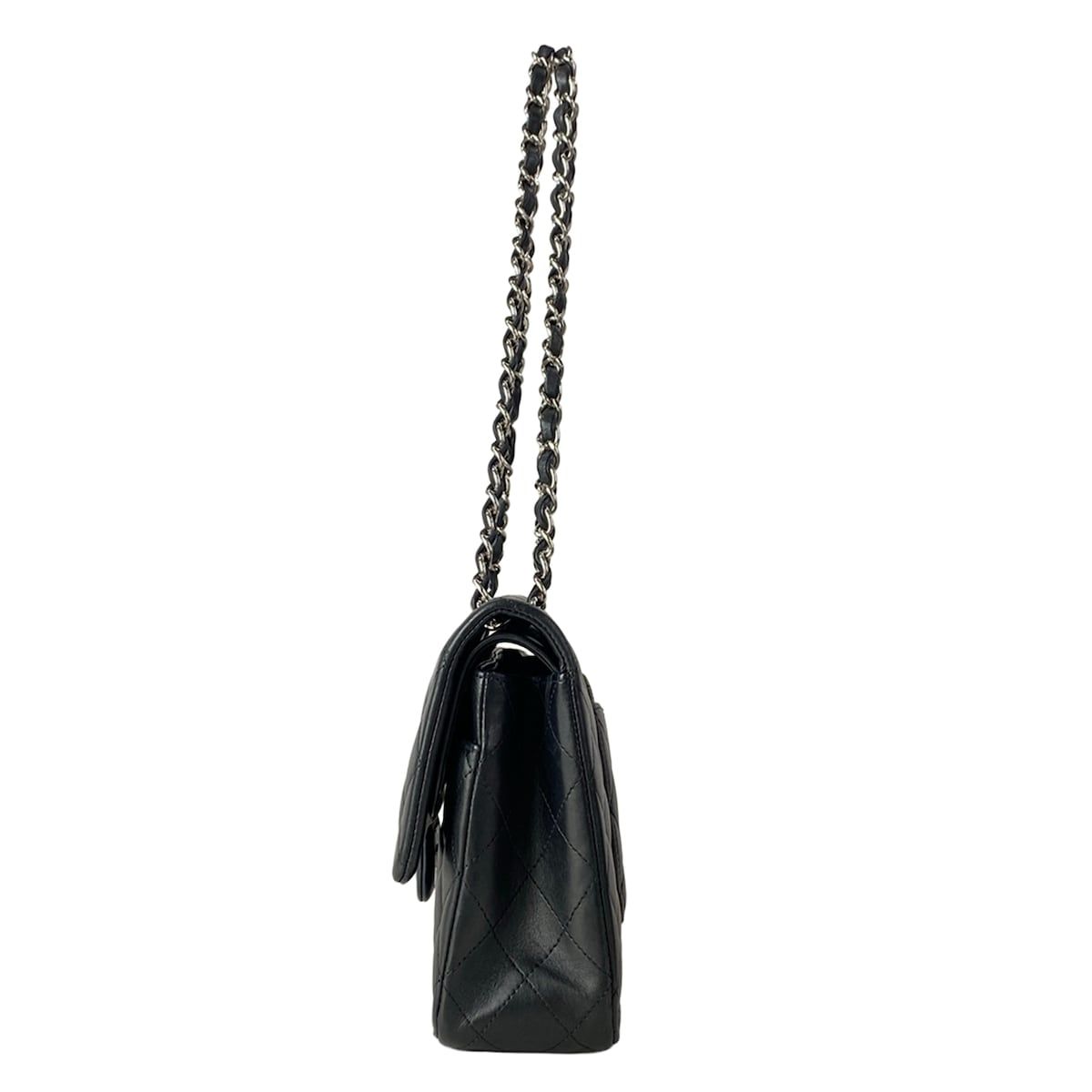 Chanel Shoulder Bag Double Flap Quilted Black Gold Chain Lambskin — view 4