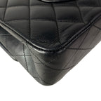 Chanel Shoulder Bag Double Flap Quilted Black Gold Chain Lambskin — view 8