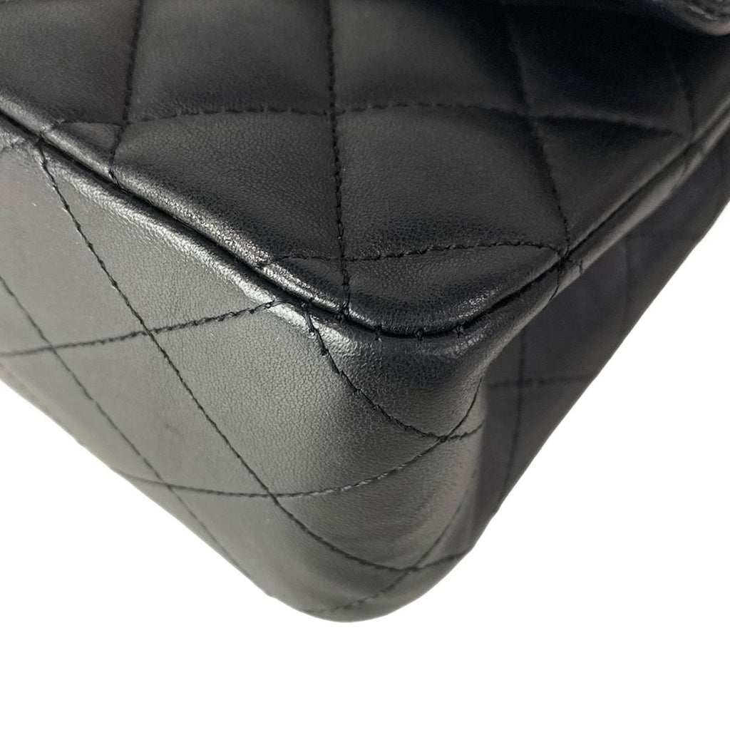 Chanel Shoulder Bag Double Flap Quilted Black Gold Chain Lambskin — view 7