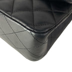 Chanel Shoulder Bag Double Flap Quilted Black Gold Chain Lambskin — view 7