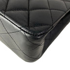 Chanel Shoulder Bag Double Flap Quilted Black Gold Chain Lambskin — view 9