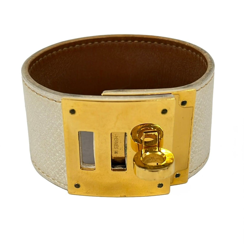Hermes Bracelet Tall Ivory Gold