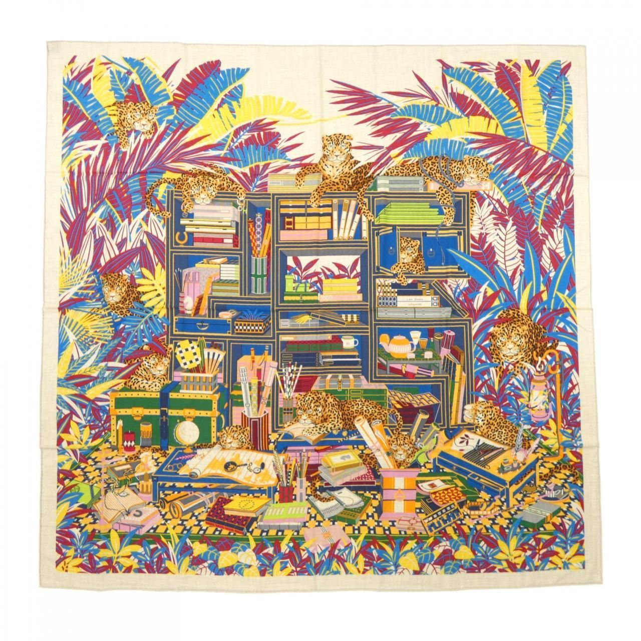 Hermes les Douze Leopards Carre Shawl Scarf