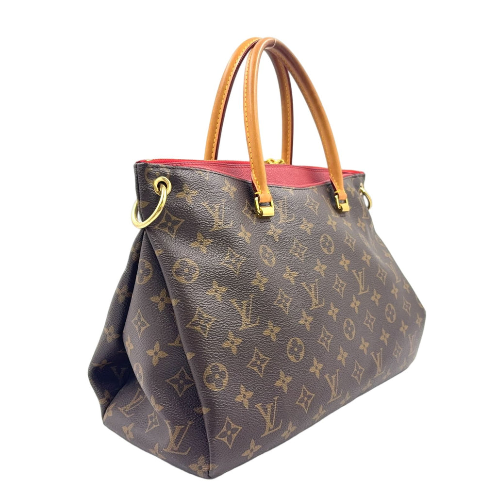 Louis Vuitton Pallas MM Monogram Leather Brown Light Red Handbag Gold — view 2