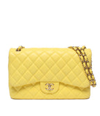 Chanel Chain Shoulder Bag Gold Double Flap Deca Quilted