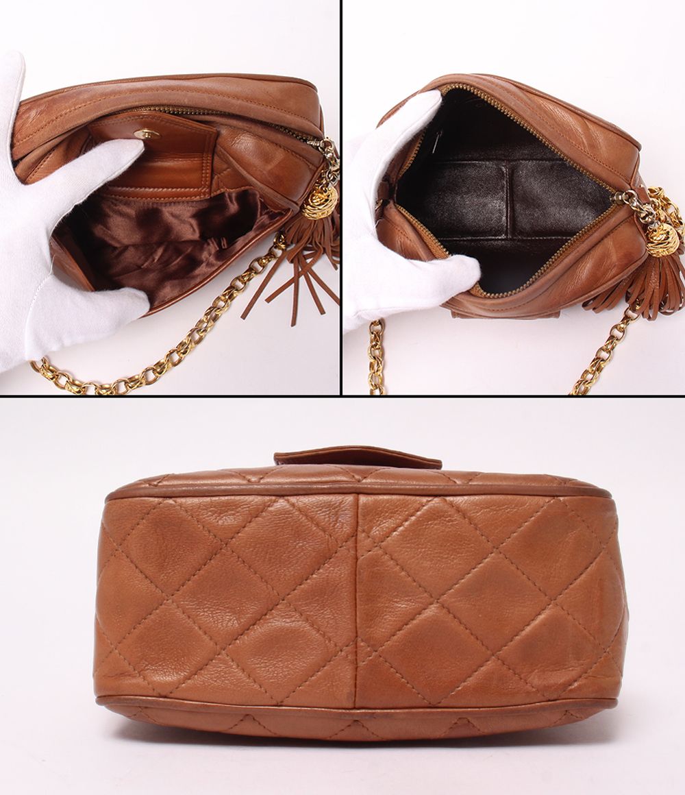 Chanel Chain Shoulder Bag Lambskin Gold Quilted — view 3