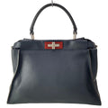 Fendi Handbag Peekaboo Iconic Dark Navy Bordeaux Leather