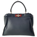 Fendi Handbag Peekaboo Iconic Dark Navy Bordeaux Leather