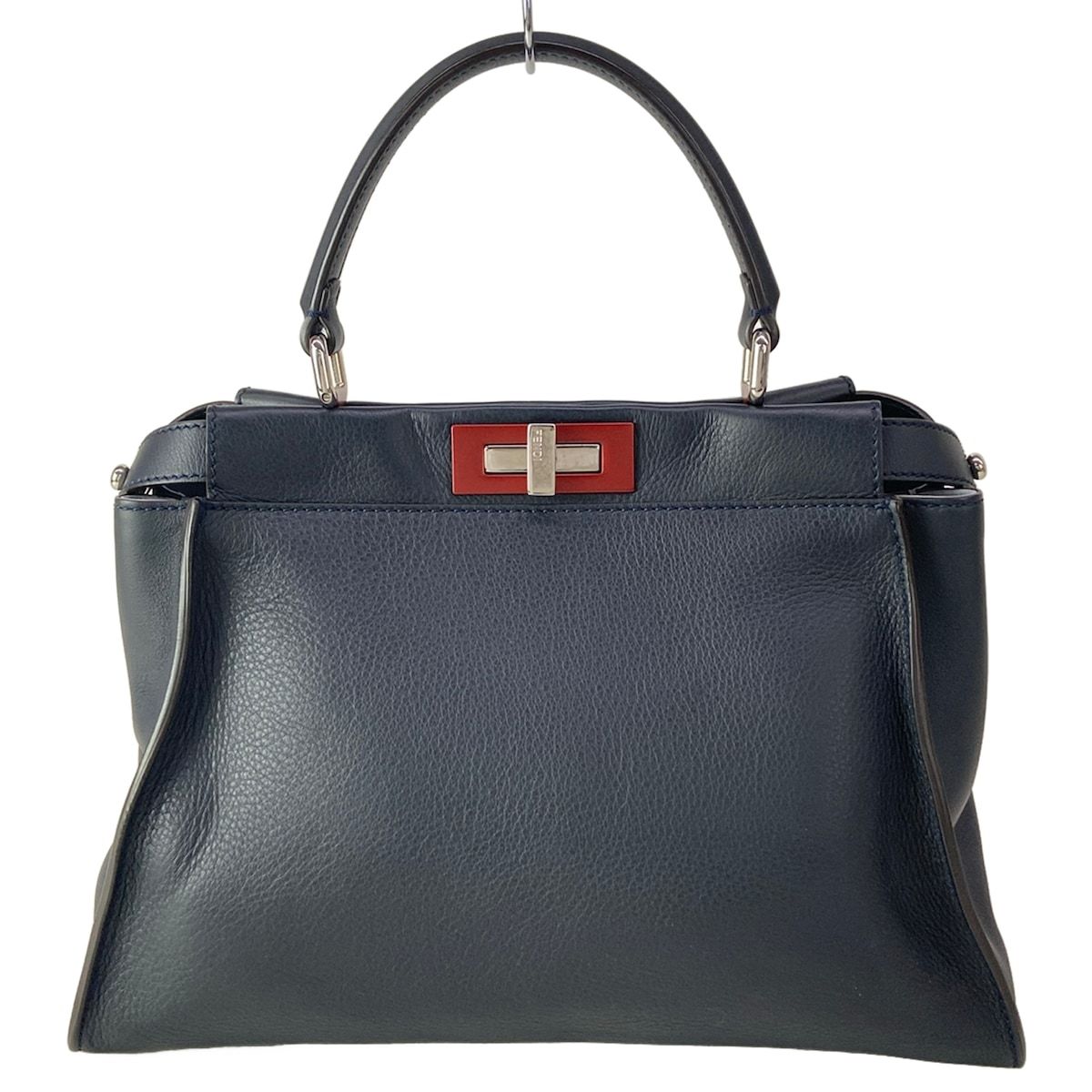 Fendi Handbag Peekaboo Iconic Dark Navy Bordeaux Leather