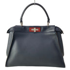 Fendi Handbag Peekaboo Iconic Dark Navy Bordeaux Leather — view 3