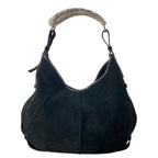 Saint Laurent Rive Gauche Handbag Mombasa Black Silver Leather