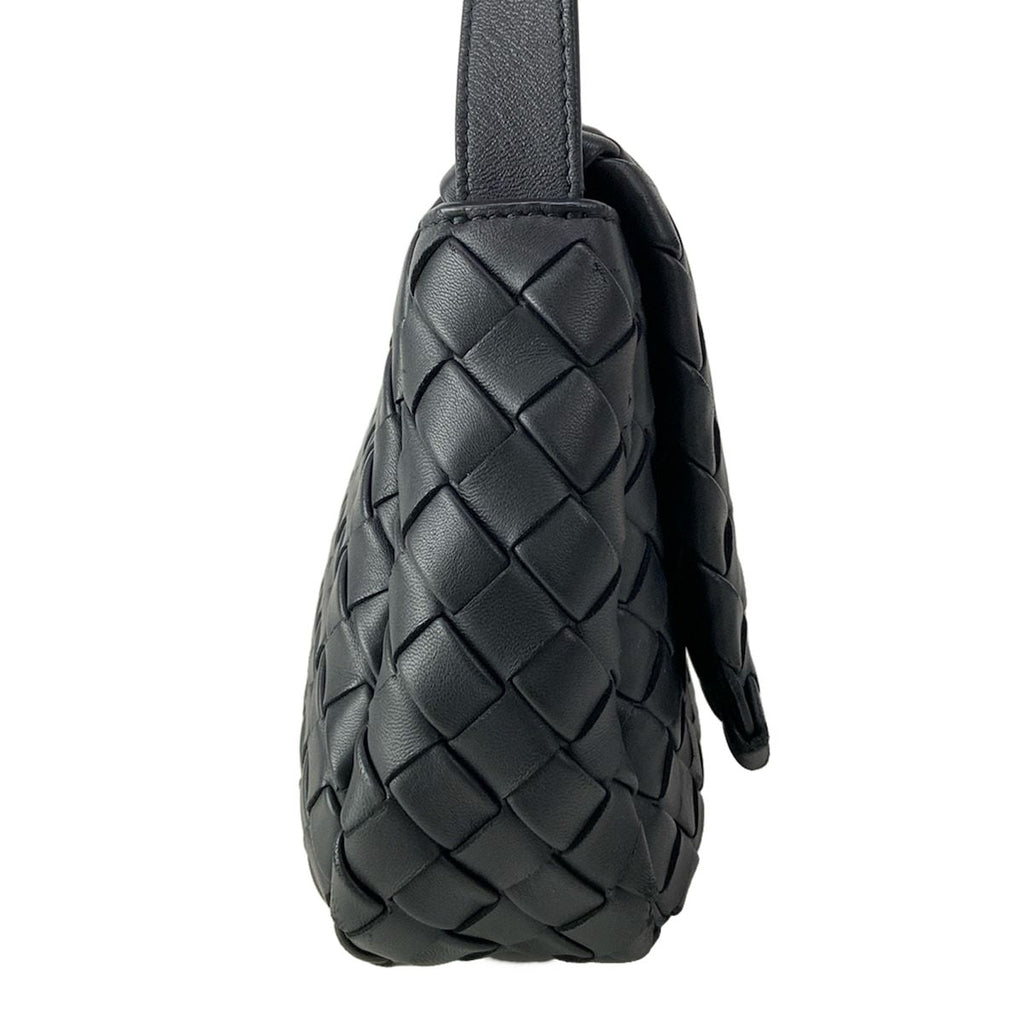 Bottega Veneta Shoulder Bag Cobble Small Messenger Intrecciato Black Leather — view 2