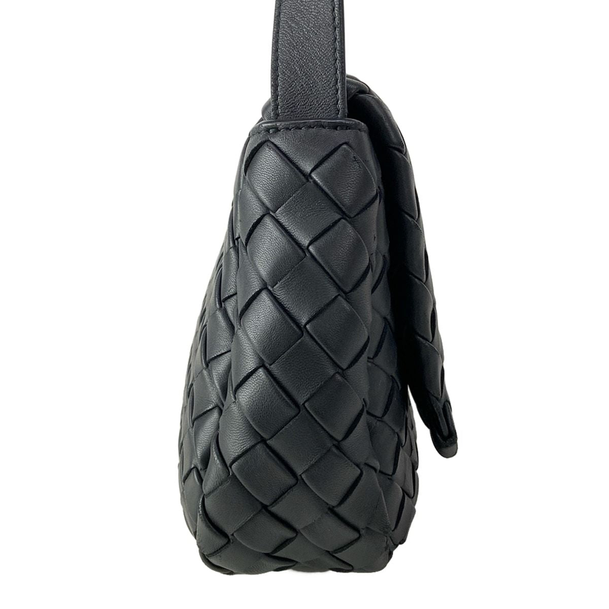 Bottega Veneta Shoulder Bag Cobble Small Messenger Intrecciato Black Leather — view 2
