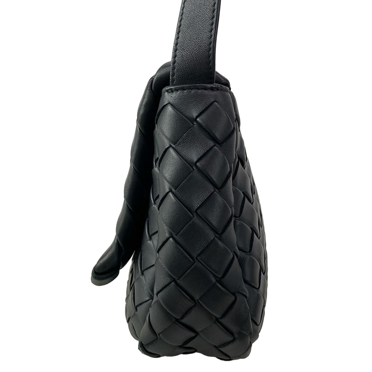 Bottega Veneta Shoulder Bag Cobble Small Messenger Intrecciato Black Leather — view 4