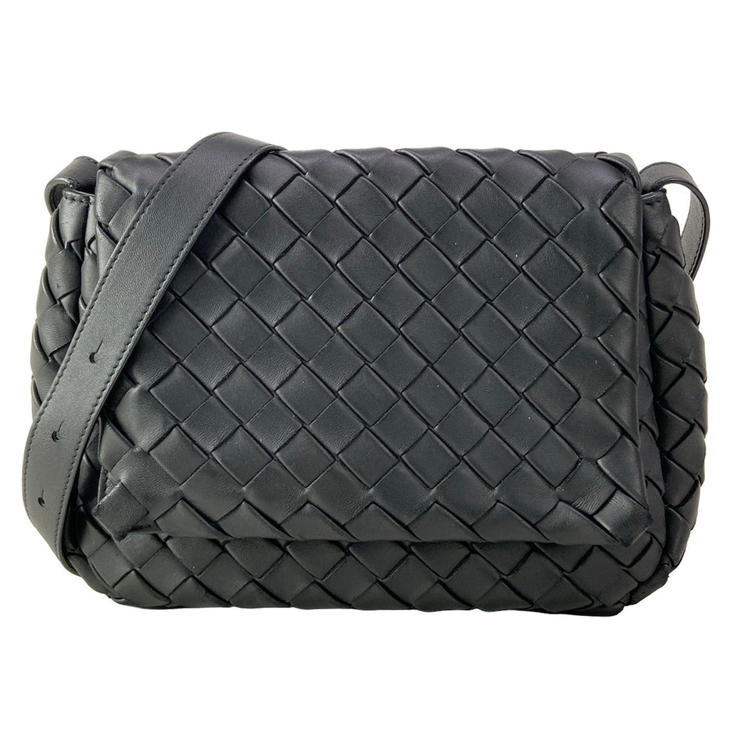 Bottega Veneta Shoulder Bag Cobble Small Messenger Intrecciato Black Leather