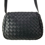 Bottega Veneta Shoulder Bag Cobble Small Messenger Intrecciato Black Leather — view 3