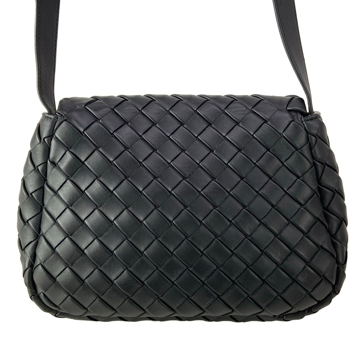 Bottega Veneta Shoulder Bag Cobble Small Messenger Intrecciato Black Leather — view 3
