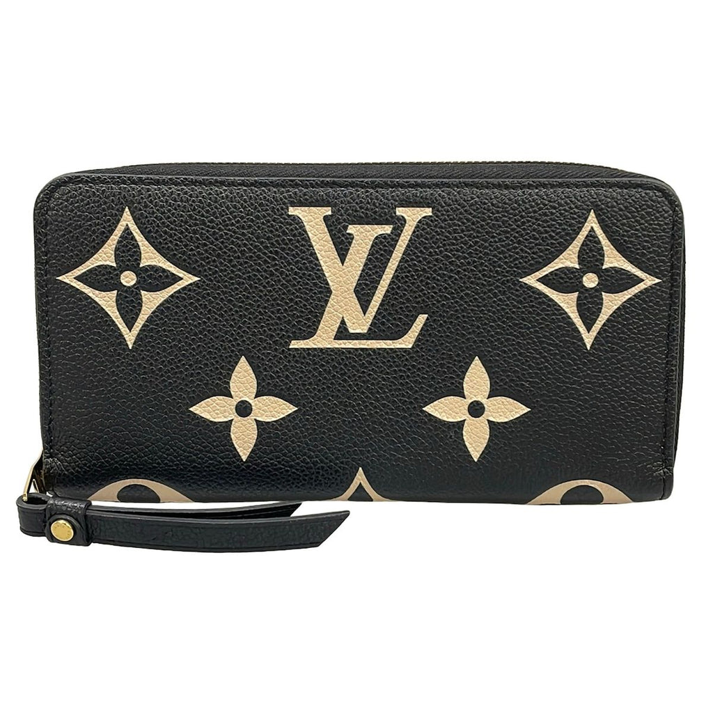 Louis Vuitton Wallet Bicolor Monogram Empreinte Zippy Black Beige Leather