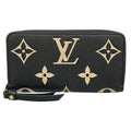 Louis Vuitton Wallet Bicolor Monogram Empreinte Zippy Black Beige Leather