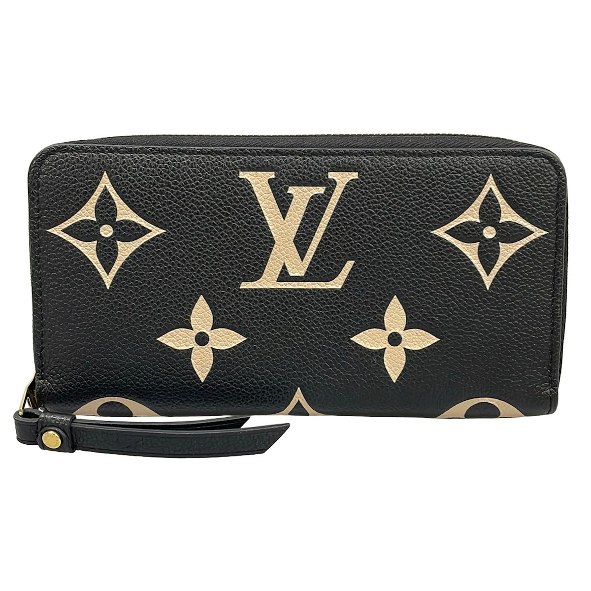 Louis Vuitton Wallet Bicolor Monogram Empreinte Zippy Black Beige Leather