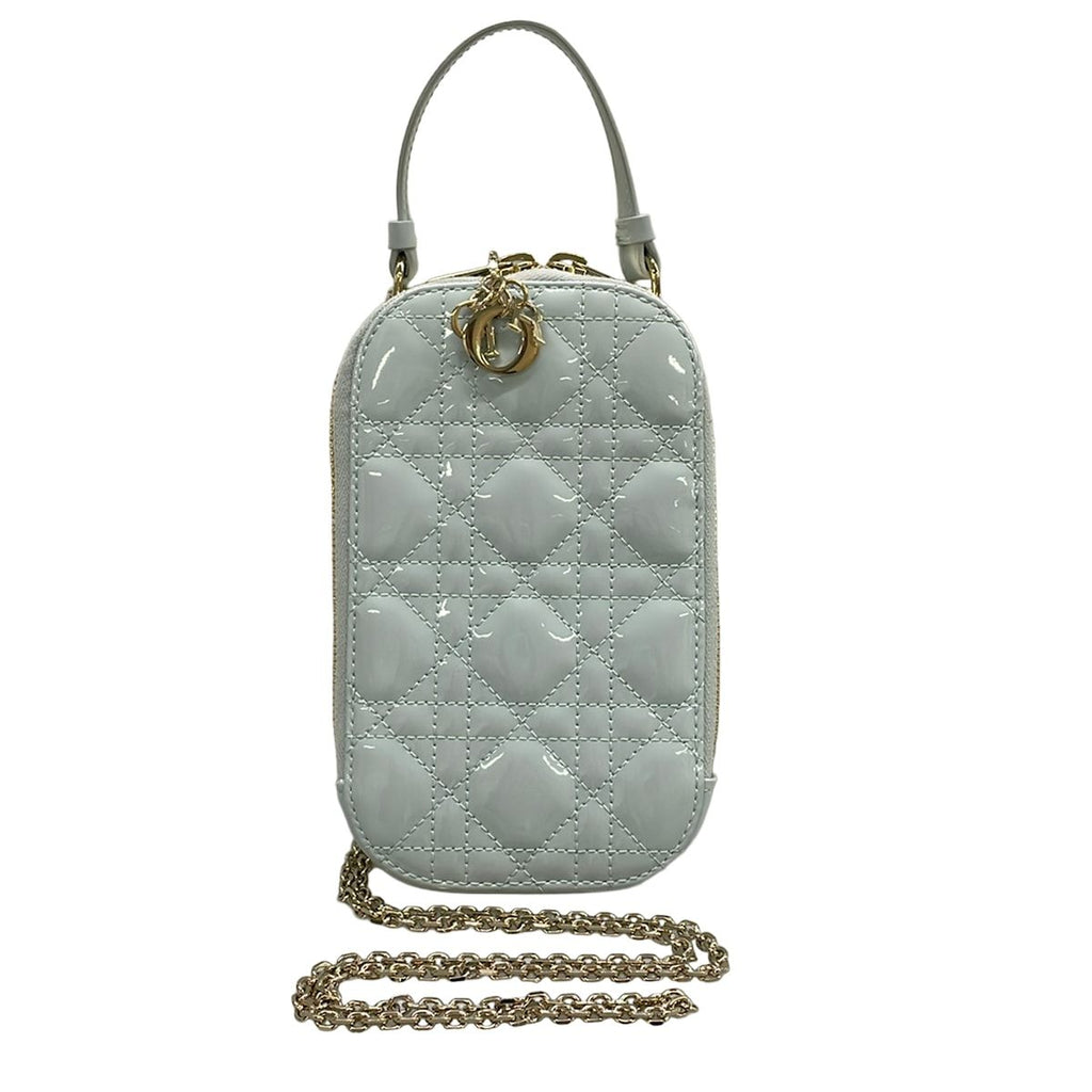 Dior Mobile Phone Case Lady Light Blue Quilted Leather